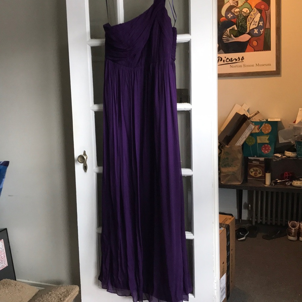 J Crew Lucienne long chiffon dress in eggplant NWT